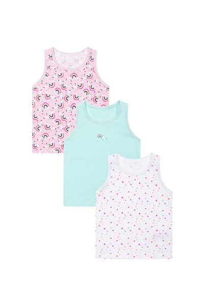 Minoti - Girls 3Pk Rainbow Vests -Multicolor