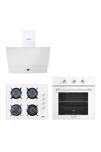 HARLEM Built-in oven package, capacity 51L, electric, WHITE, built-in hob, built-in hood