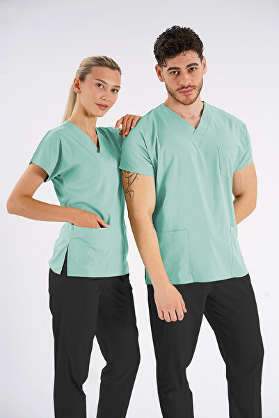 Lion Üniforma نموذج Dr.Greys من Ice Green نموذج ناعم من الليكرا للممرضات والأ...