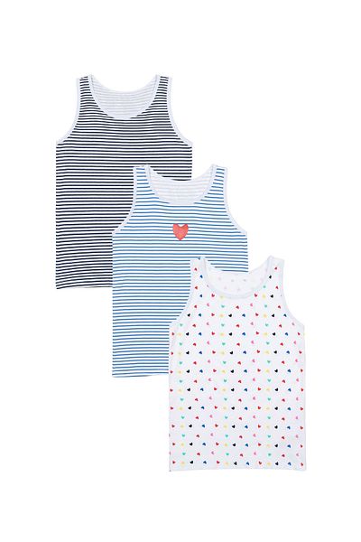 Minoti 3 Pack Stars Striped Vests - Multicolor