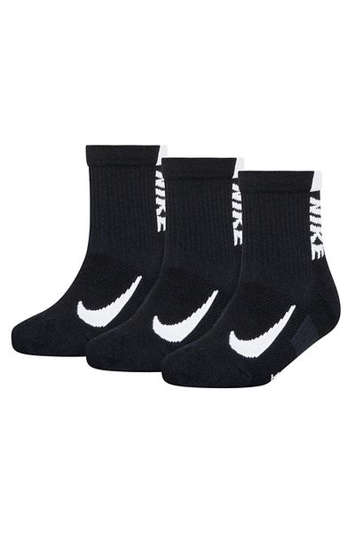 Nike 3 Pack Multiplier Quarter Length Socks Set - Black