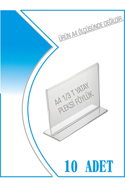 KrcDisplay Kıraç Reklam 1/3 A4 (10.5x21) Masaüstü T Tipi Yatay Pleksi Föylük Broşürlük Fiyatlık 10 Adet