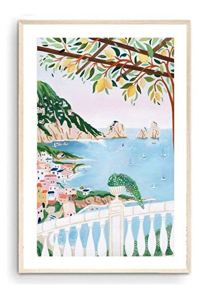 Emoda home Trove ملصق سفر لساحل أمالفي، مطبوعات فنية عن كابري، ساحل إيطاليا، ...