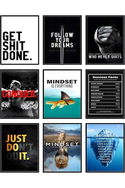 Emoda home Trove مجموعة لوحات فنية جدارية بعبارات ملهمة (9 قطع، 20×30 سم) - م...