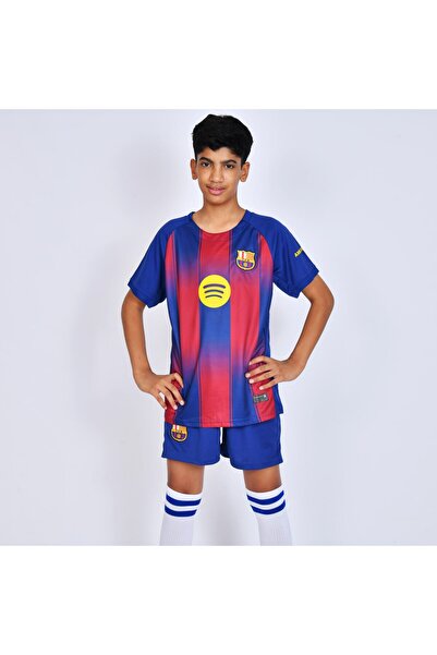 HAWRAA تيشيرت مع شورت بلون ازرق و احمر ( نادي برشلونة )