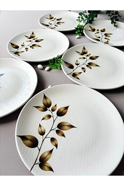 Yiğit Seramik Züccaciye Acacia 6 Pieces 25 cm Serving & Presentation Plate