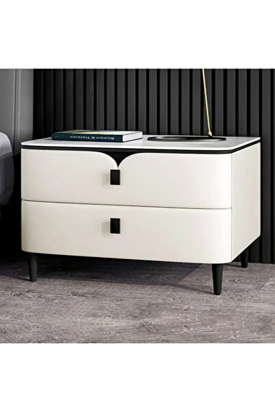 Raffine Multipurpose Use Modern Design Leather Upholstered Nightstand Spaciou...