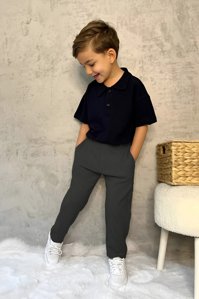 YAKAMEL Children's Elastic Waist Trousers for School