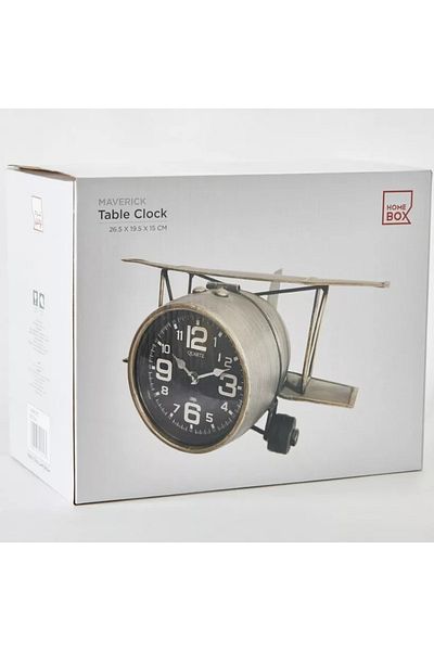 Home Box Maverick Metal Plane Table Clock - 26.5x19.5x15 cm