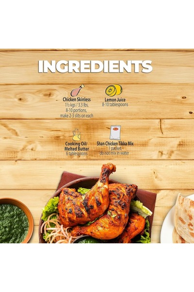 Shan Chicken Tikka Masala - 4 x 50 g Authentic BBQ Spice Mix for Juicy & Flavorful Grilled Chicken