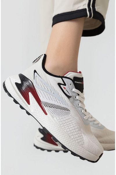 M.P. Imported Quality Lace-Up Walking Shoes Water Resistant White Burgundy