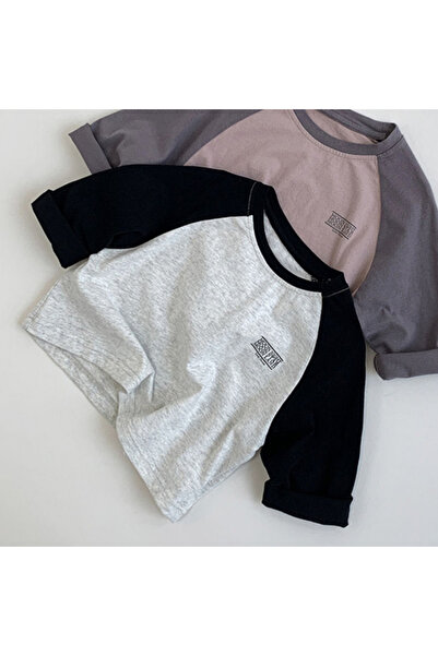 Generic Raglan Long Sleeve Sweatshirt Text Print for Unisex Grey 120 (6Years)