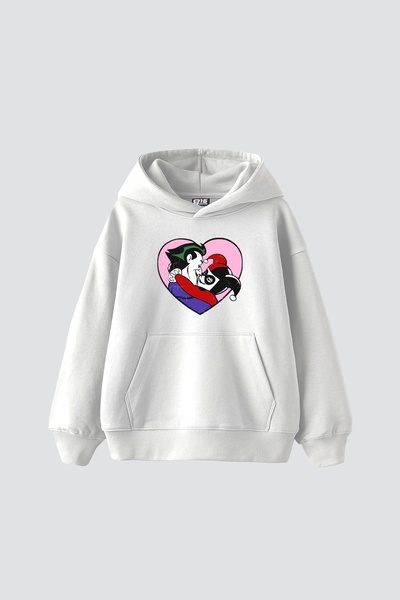 Tarzsokak Joker&Harley Imprimat Oversize Unisex Alb Premium