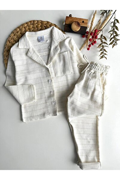 aybabykids Pamuklu Keten Kumaş Yakalı Ceket Takım Erkek Çocuk İkili Takım