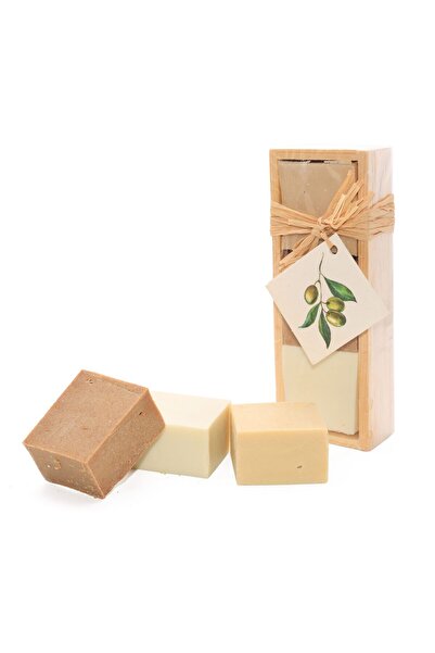 NEFERTARİ صندوق خشبي صغير يحتوي على 3 أنواع صابون مختلفة من نفرتاري