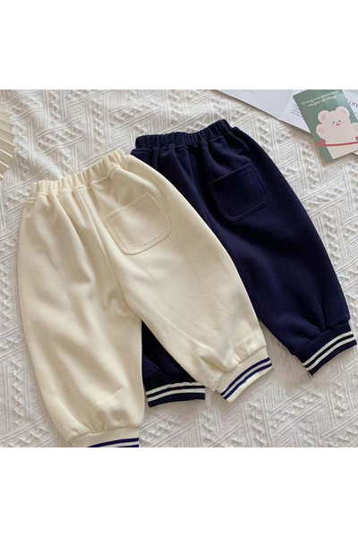 Generic Boys Elastic Waist Sweatpants with Cartoon Print, Comfortable Kids Pants Beige 120 (6 Years)