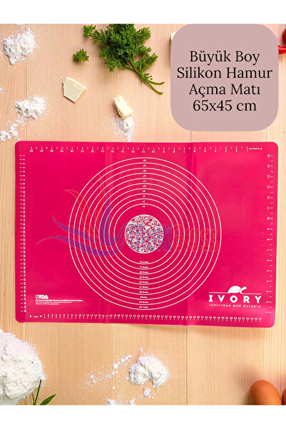 Multiamo بساط لف العجين من السيليكون مقاس كبير 65 × 45 سم فوشيا