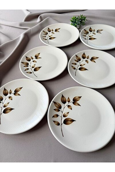 Yiğit Seramik Züccaciye Akasya 6 Pieces 20 cm Cake & Serving Plate