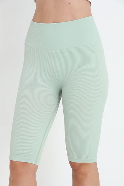 Serena Light green striped high waisted leggings