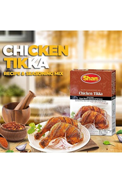 Shan Chicken Tikka Masala - 4 x 50 g Authentic BBQ Spice Mix for Juicy & Flavorful Grilled Chicken
