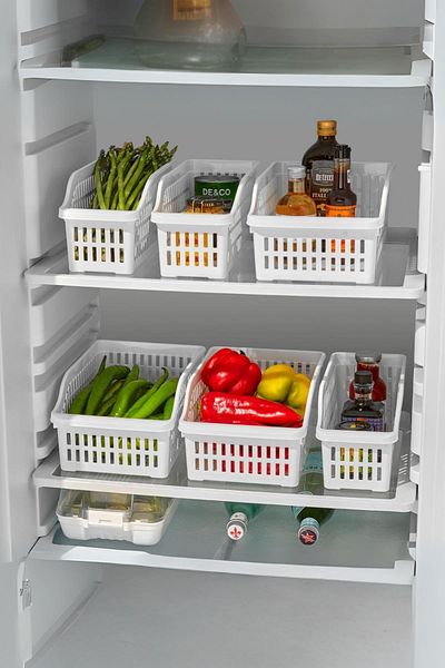 EWs 6-Piece Refrigerator Organizer Organizer Multi-Purpose Cabinet Organizer White 12X30X14 cm