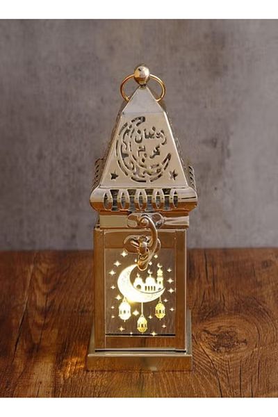 Raffine Eid And Ramadan Hollow Music Gold Copper Candlestick Lighting Dome Lamp Muslim Eid Home Decoration