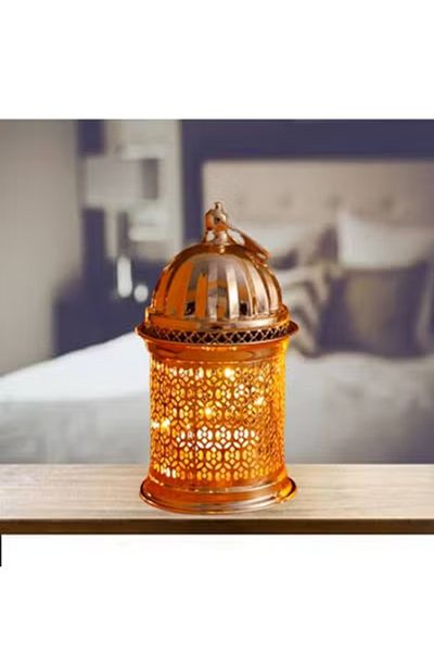 Raffine Eid And Ramadan Hollow Music Gold Copper Candlestick Lighting Dome Lamp Muslim Home Decoration