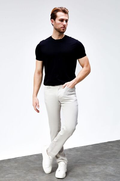 HLT JEANS Erkek Taş Rengi Regular Fit Rahat Kesim Esnek Likralı Denim Jeans Kot Pantolon HLTHE001918