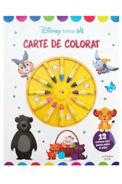 Editura Litera Disney Bebe. Carte de colorat. 12 creioane mici pe
