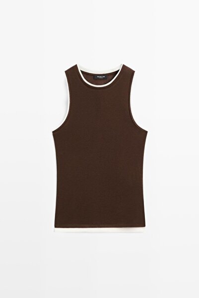 Massimo Dutti Çift şeritli kolsuz t-shirt