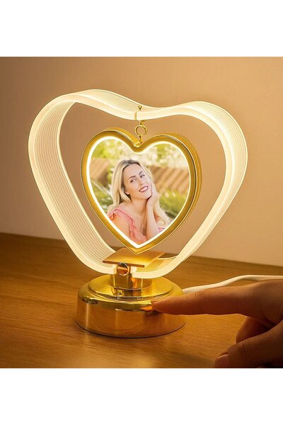 Bk Gift Kişiye Özel Fotoğraflı Ledli Aşk Çemberi Fotoğraflı Abajur, Ev Hediye...