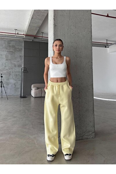 OYKUWEAR OW Baggy Oversize Sarı Eşofman Altı