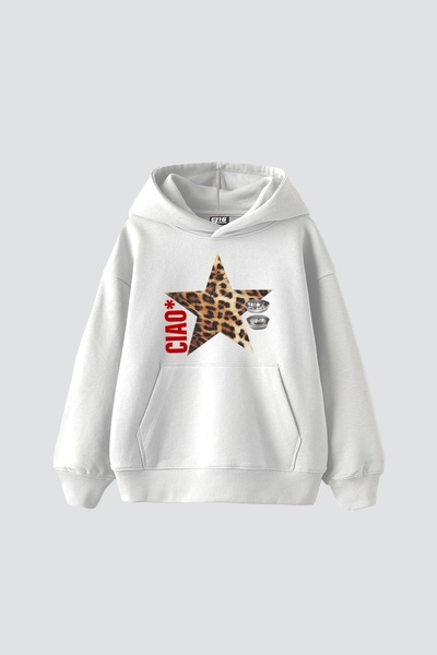 Tarzsokak Ciao Star Printed Oversize Unisex Λευκό