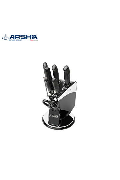 Arshia 🔪✨ German Arshia Knife Set - 8 Pieces with Stand - Stainless Steel, Modern Design, Two-Year Warranty