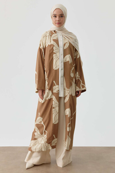 Tuğba Floral Çiçek Desenli Kimono - Fındık