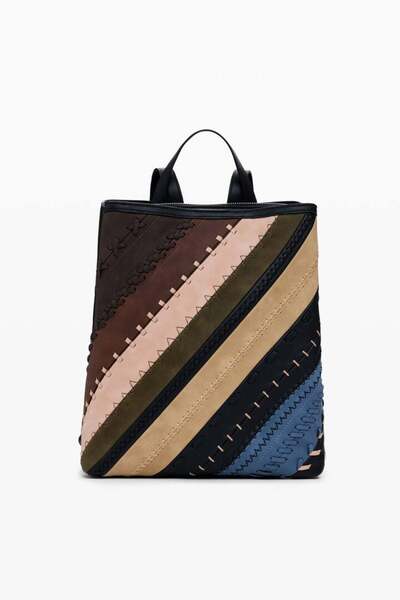 Desigual Medium faux leather effect backpack with stitching