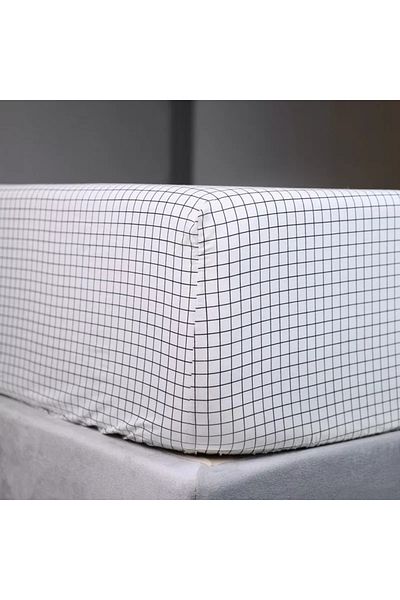 Home Box Malta Stripe Printed Cotton Super King Fitted Sheet - 200x200+33 cm