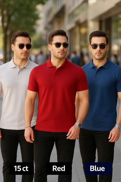 COMBİNE MİCHAİL Men's 3 Pack Short Sleeve Polo Neck T-Shirt