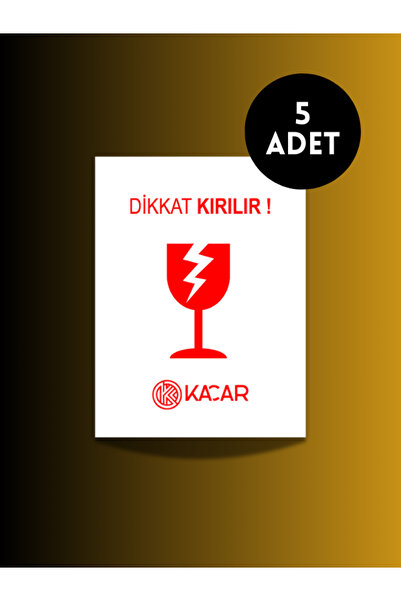 Kacar Dikkat Kırılır Etiketi - 5 Adet - Sticer Etiket 11,9 X 7,9cm