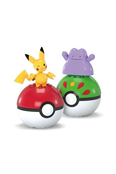 mattel Set de constructie MEGA Poke Ball, Pikachu & Ditto, 63 piese, multicolor, pentru varsta 6+