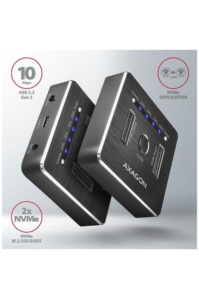 Axagon Rack HDD ADSA-M2C, USB 3.1 - 2 x M.2, Stație de andocare (Negru)