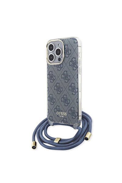 Dali Husă de protecție compatibilă cu Apple iPhone 15 Pro, cu cablu Crossbody, imprimeu 4G, textilă, albastră