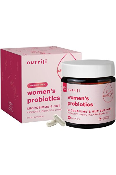 nutrili بروبيوتيك للنساء | للنساء مع بريبيوتيك، توت بري، ود-مانوز | الهضم، ال...