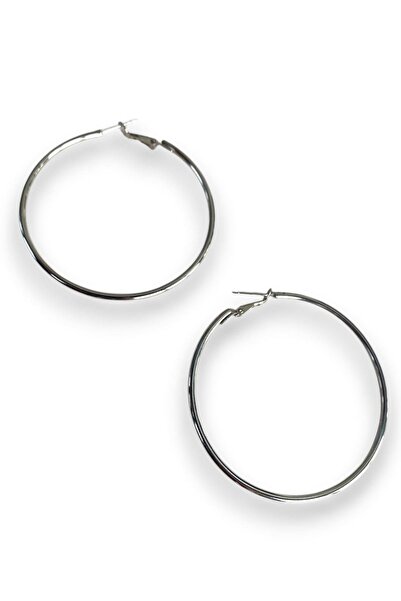 TAKIŞTIR Silver Color Hoop Earrings 50MM (Pair)