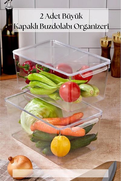 EWs 2 Lid Refrigerator Organizer & Refrigerator Organizer 6 Lt