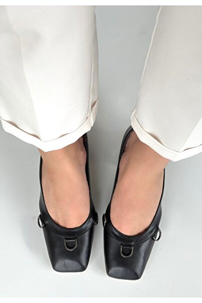FTT SHOPPING MARKET Cande Black Skin Heeled Shoes