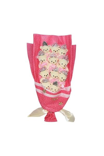 OEM Floral Arrangement with Teddy Bears, Plush, 11 Bears, 59 cm, Multicolor