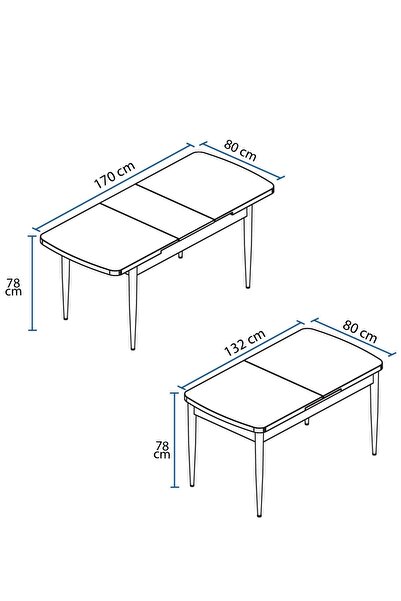 SHOOVVEL Lamina Siyah Mermer MDF 80X132 Ahşap Ayaklı Açılır ÜstKalite Mutfak Masası,Yemek Masası,Salon Masası