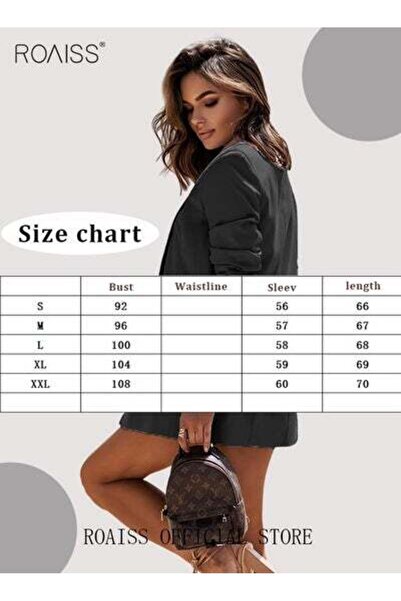 ROAISS Women's Casual Business Blazer Fashion Casual Solid Color Office Coat Classic Lapel Placket Coat