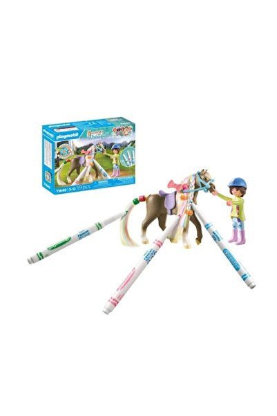 Playmobil Horse with Hair and Crayola Markers Play Set
